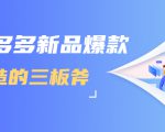 拼多多新品爆款打造的三板斧，快速提升销量+转化+点击率（视频课程）-第一资源库
