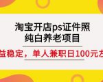 淘宝开店ps证件照，纯白养老项目，单人兼职稳定日100元(教程+软件+素材)-第一资源库