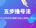 五步撸号法，掌握百万分析的抖课账号核心技能，从逻辑到实操-第一资源库