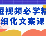 短视频必学精细化文案课，提升你的内容创作能力、升级迭代能力和变现力（价值333元）-第一资源库