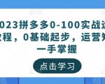 2023拼多多0-100实战运营教程,0基础起步,运营知识一手掌握-第一资源库