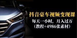 抖音豪车视频变现分享课:每天一小时,月入过万(教程+4986张素材)-第一资源库