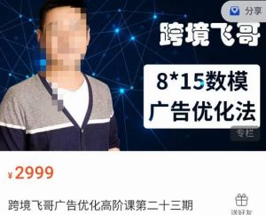 跨境飞哥·广告优化高阶课第二十三期,8*15数模广告优化法,用数据驱动决策-第一资源库