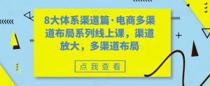 8大体系渠道篇·电商多渠道布局系列线上课，渠道放大，多渠道布局-第一资源库