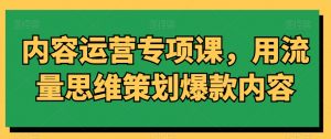 内容运营专项课,用流量思维策划爆款内容-第一资源库
