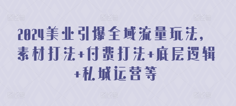 2024美业引爆全域流量玩法，素材打法 付费打法 底层逻辑 私城运营等-第一资源库