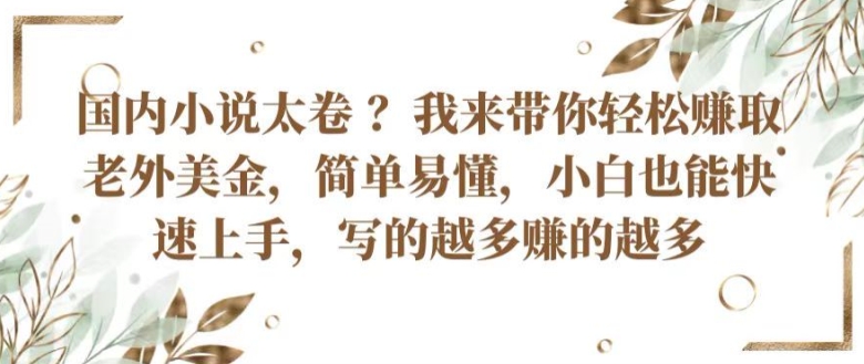 国内小说太卷 ?带你轻松赚取老外美金，简单易懂，小白也能快速上手，写的越多赚的越多【揭秘】-第一资源库