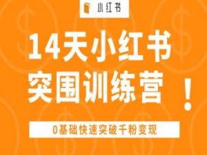 14天小红书突围训练营 ，0基础快速突破千粉变现-第一资源库