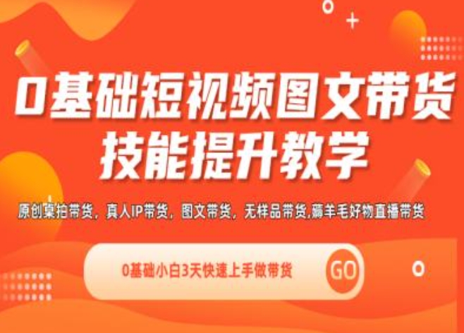 0基础短视频图文带货实操技能提升教学(直播课+视频课),0基础小白3天快速上手做带货-第一资源库