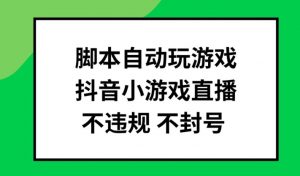 脚本自动玩游戏,抖音小游戏直播,不违规不封号可批量做【揭秘】-第一资源库