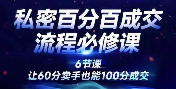 私密百分百成交流程线上训练营，绝对成交，让60分卖手也能100分成交-第一资源库