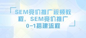 SEM竞价推广视频教程,SEM竞价推广0-1搭建流程-第一资源库